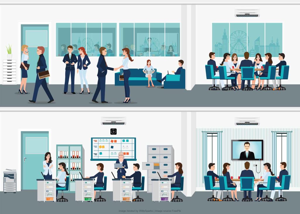 Modern office interior room with office desk