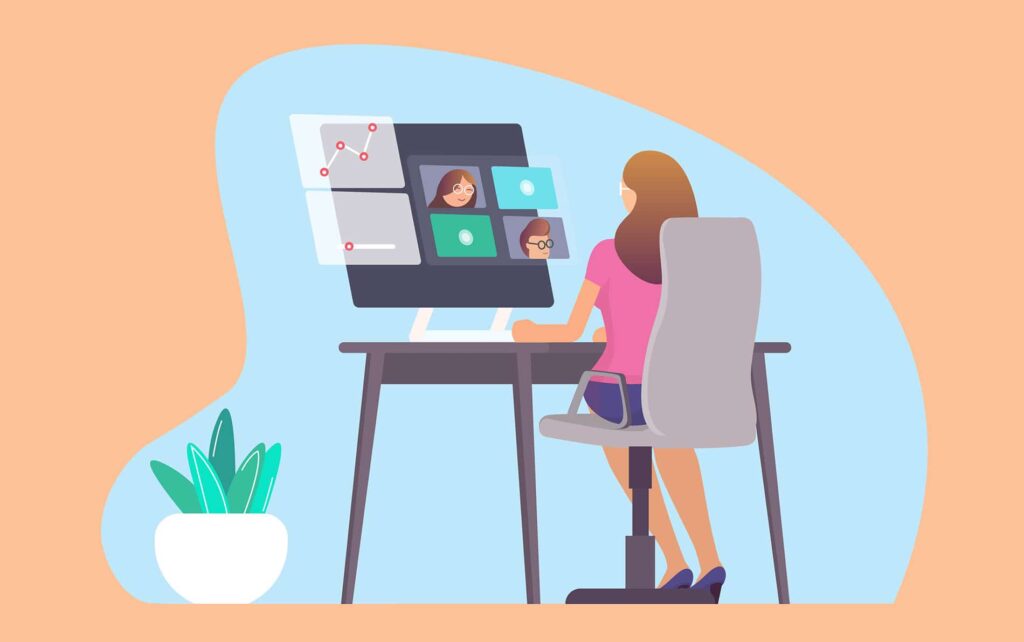 Working from home - video conference meeting