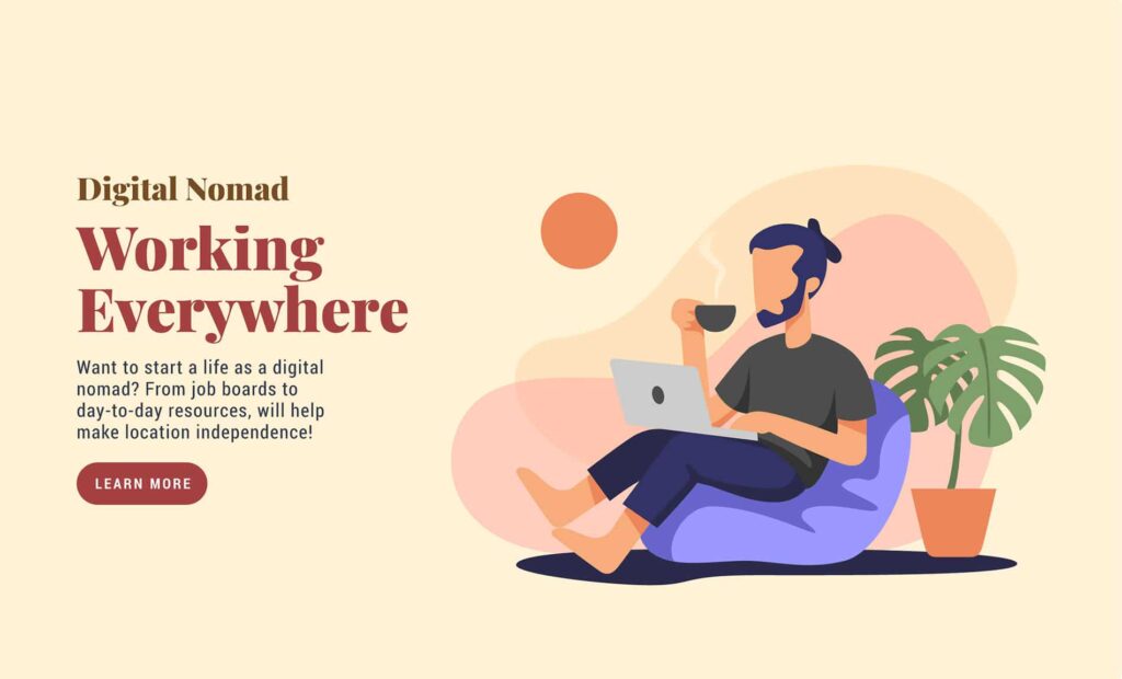 Digital Nomad - Working everywhere landing page