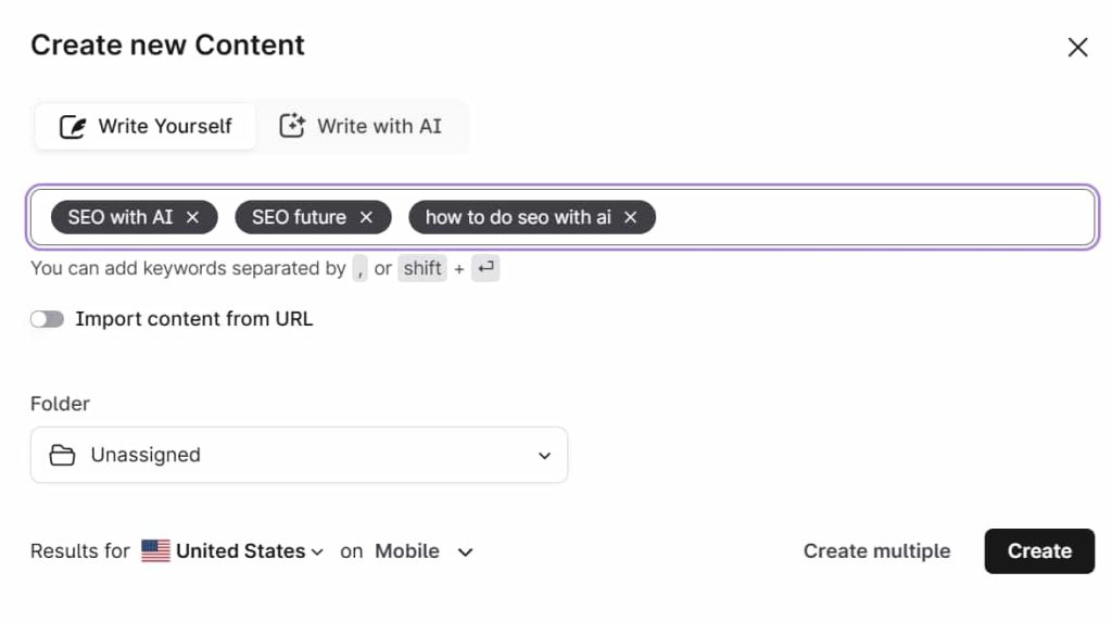 Surfer SEO writing with AI
