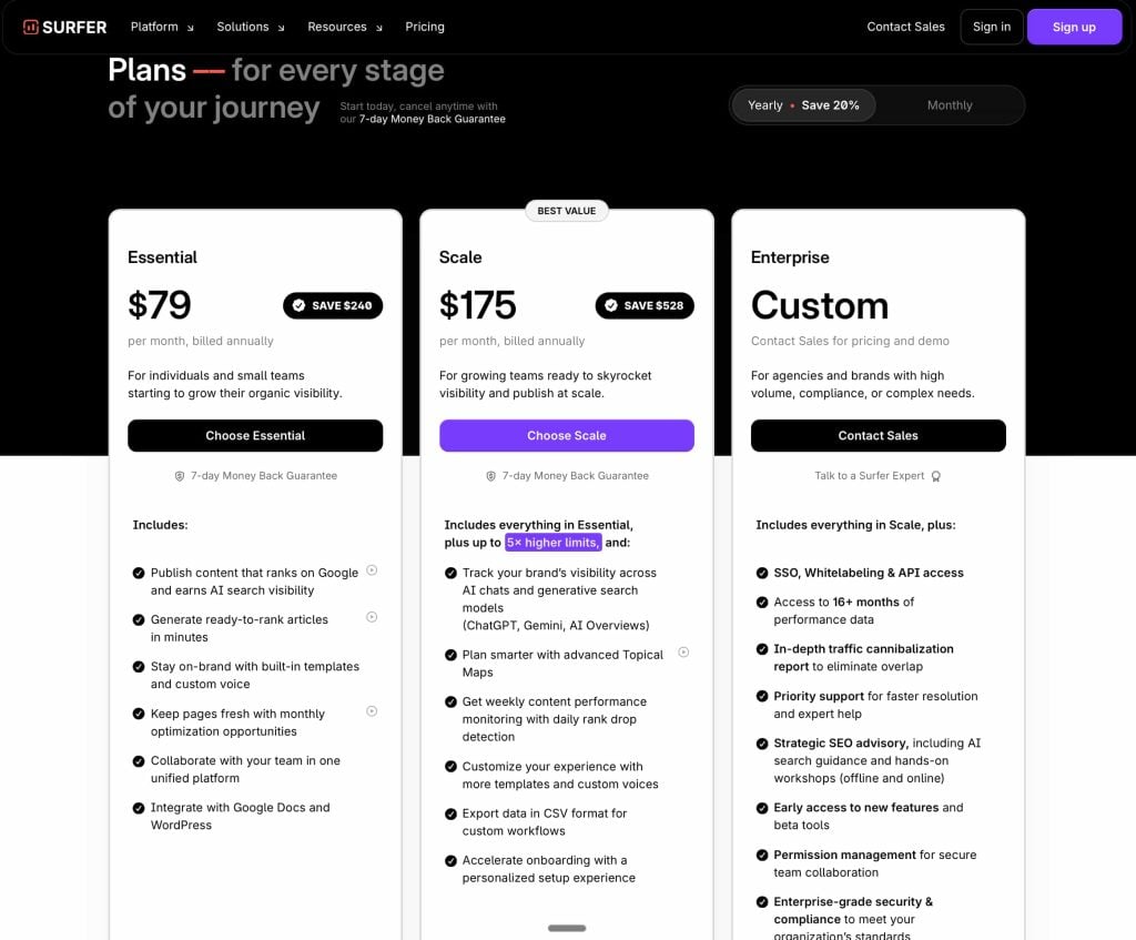 Surfer pricing