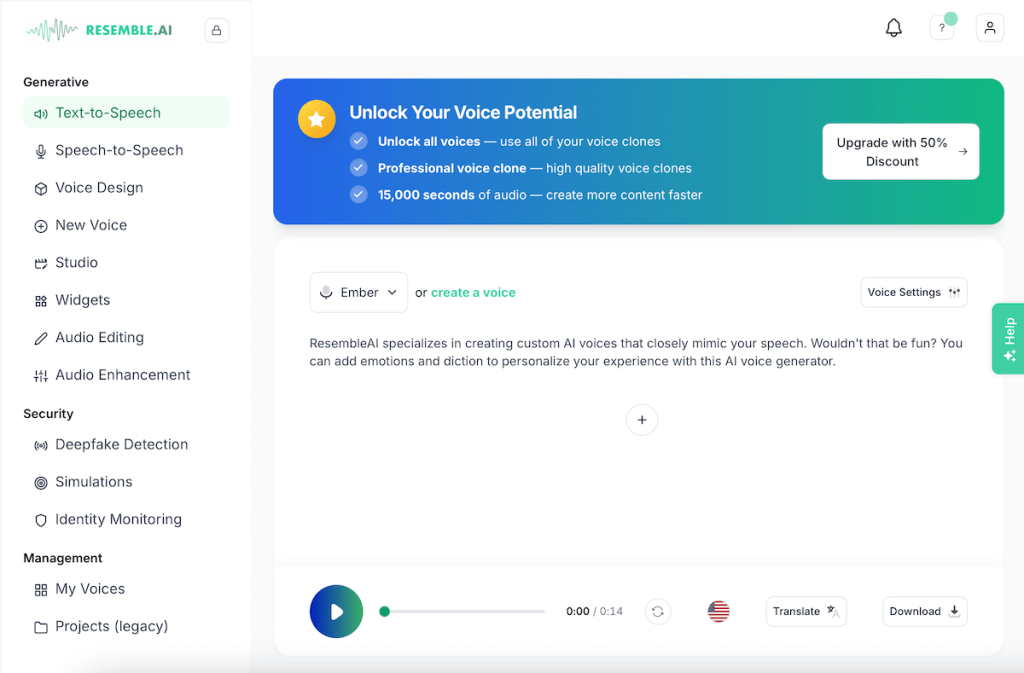 Resemble AI - Text-To-Speech AI Voice Generator