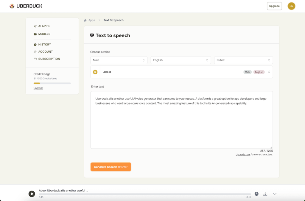 Underduck AI - Text-To-Speech Voice Generation