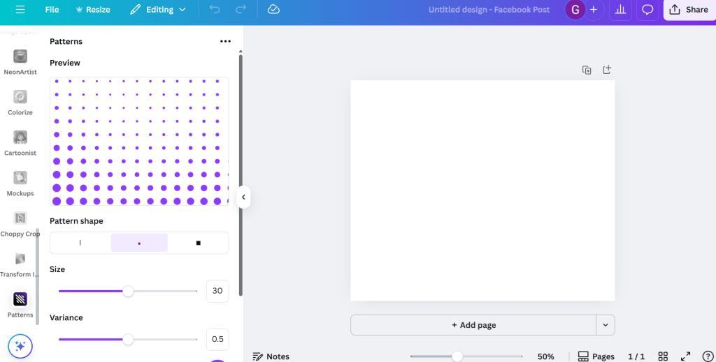 Canva App Patterns User Interface
