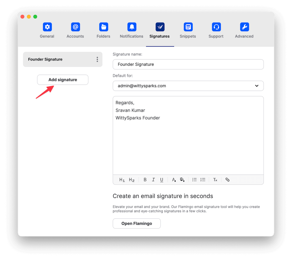 Mailbird email signature management