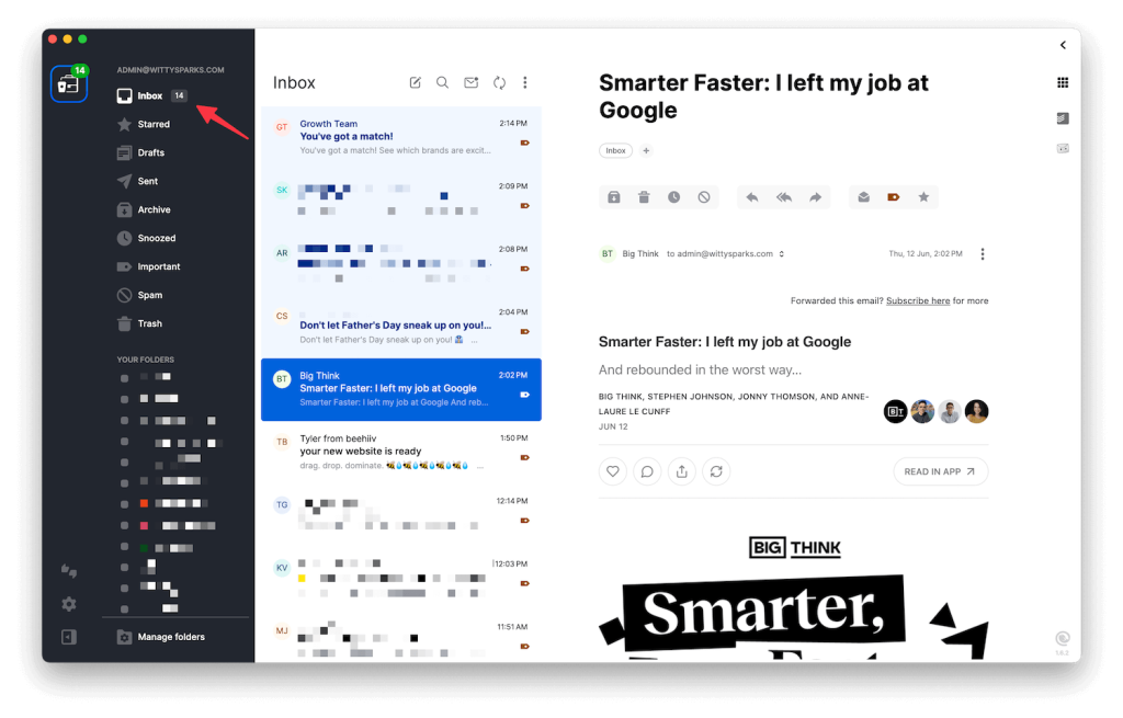 Mailbird minimalistic user interface