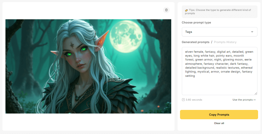 Tags prompt type - Vheer