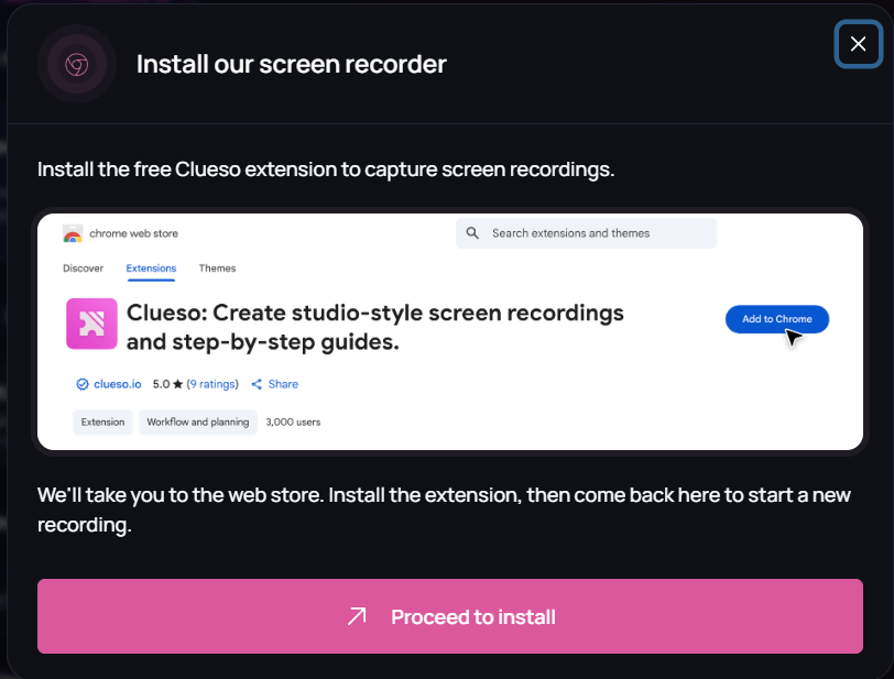 Clueso screen recorder chrome web extension
