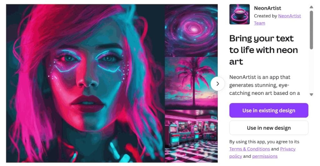 Canva App NeonArtist