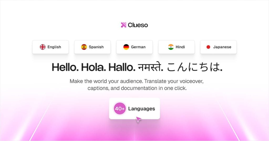 Language translation using Clueso