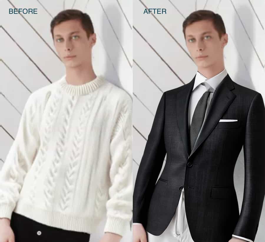 FlexClip AI Clothes Changer Before and After Photo