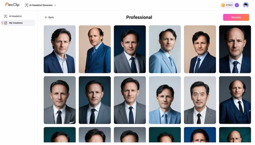 FlexClip's AI Headshot Generator Results