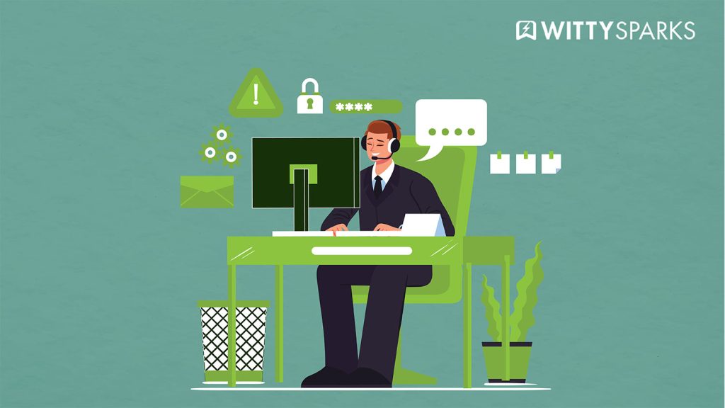 Illustration showing IT professionals working with charts and dashboards under the title IT Operations Management.