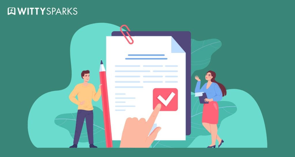 Illustration showing professionals reviewing a document checklist representing SIEM tool compliance features.