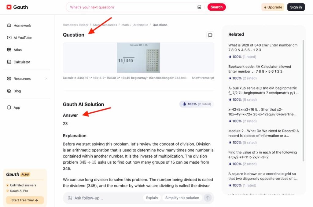 15 AI Study Tools That Are Better Than ChatGPT Today 3 Gauth AI - math formula example