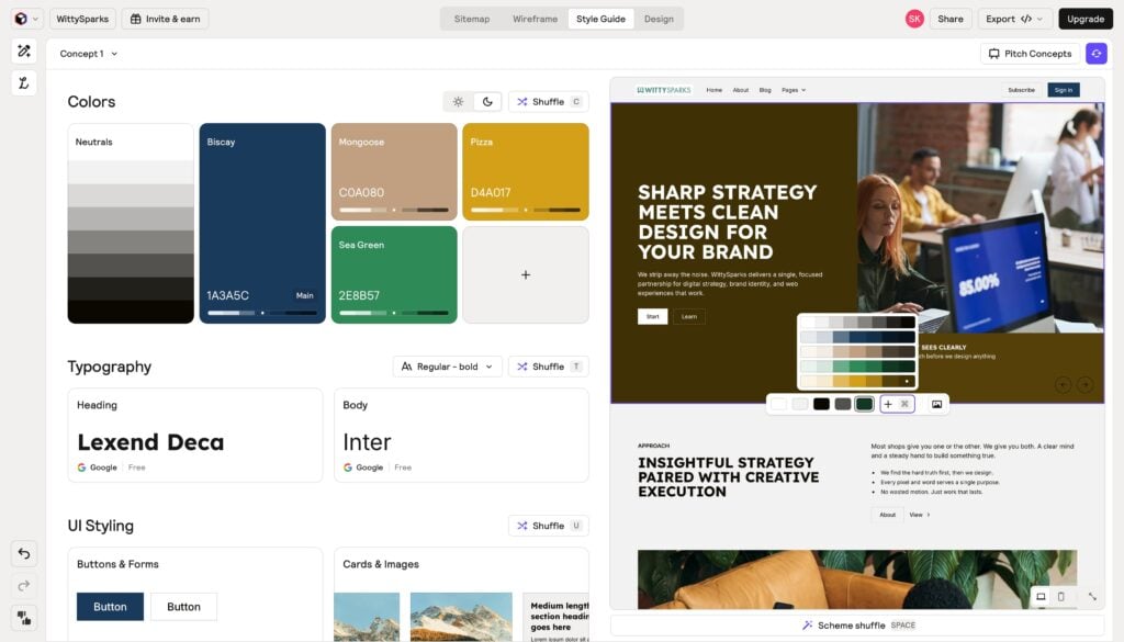 AI Web Design Stack: 30+ Tools, Sorted by What They Actually Do 5 WittySparks Redesign using Relume.io