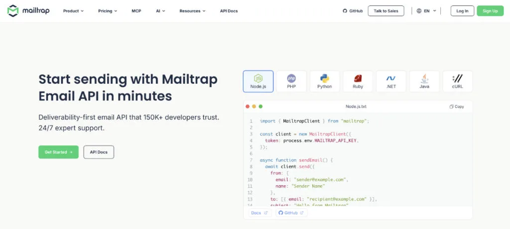 Mailtrap vs SendGrid vs Postmark: Best Transactional Email API in 2026 3 Mailtrap - Email API in minutes