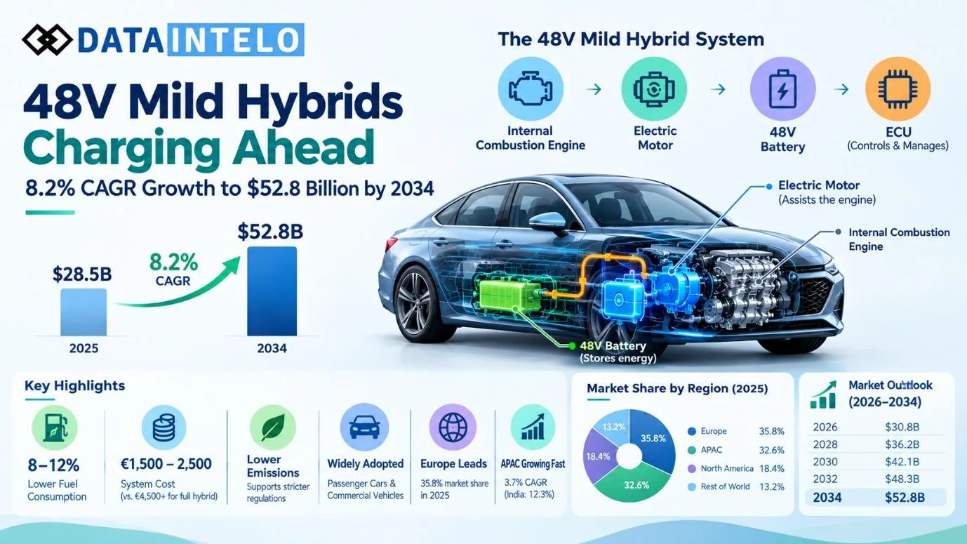 48V Mild Hybrids Charging Ahead: 8.2% CAGR Growth to $52.8 Billion by 2034 2 48V Mild Hybrids Charging
